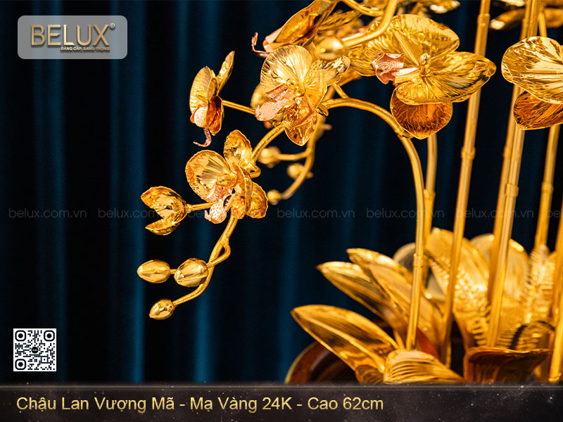 Chậu Lan Vượng Mã mạ vàng 24k cao 62cm&nbsp;